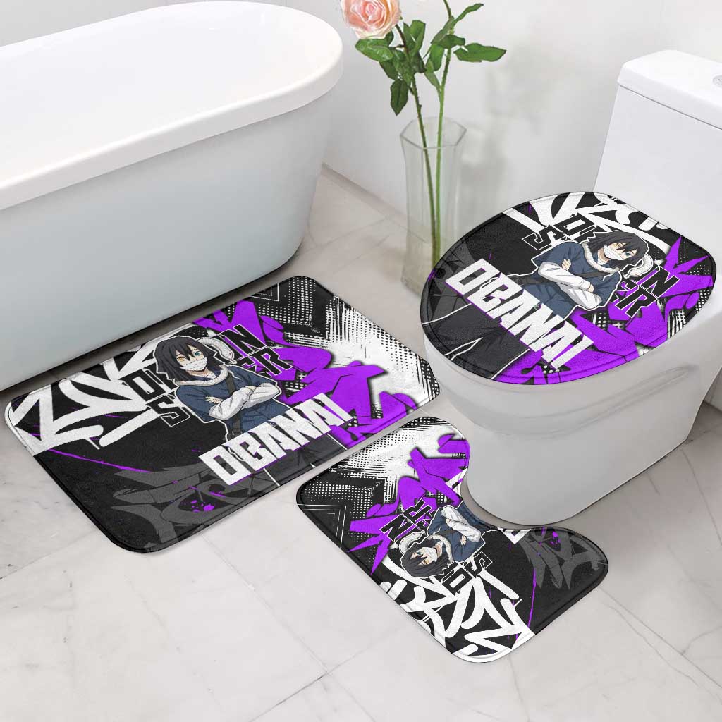 Obanai Iguro Demon Slayer Bathroom Set Purple Graffiti Anime Style