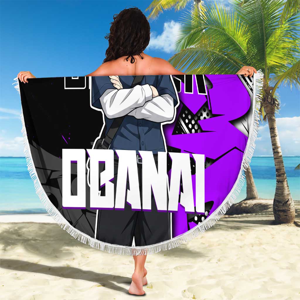 Obanai Iguro Demon Slayer Beach Blanket Purple Graffiti Anime Style