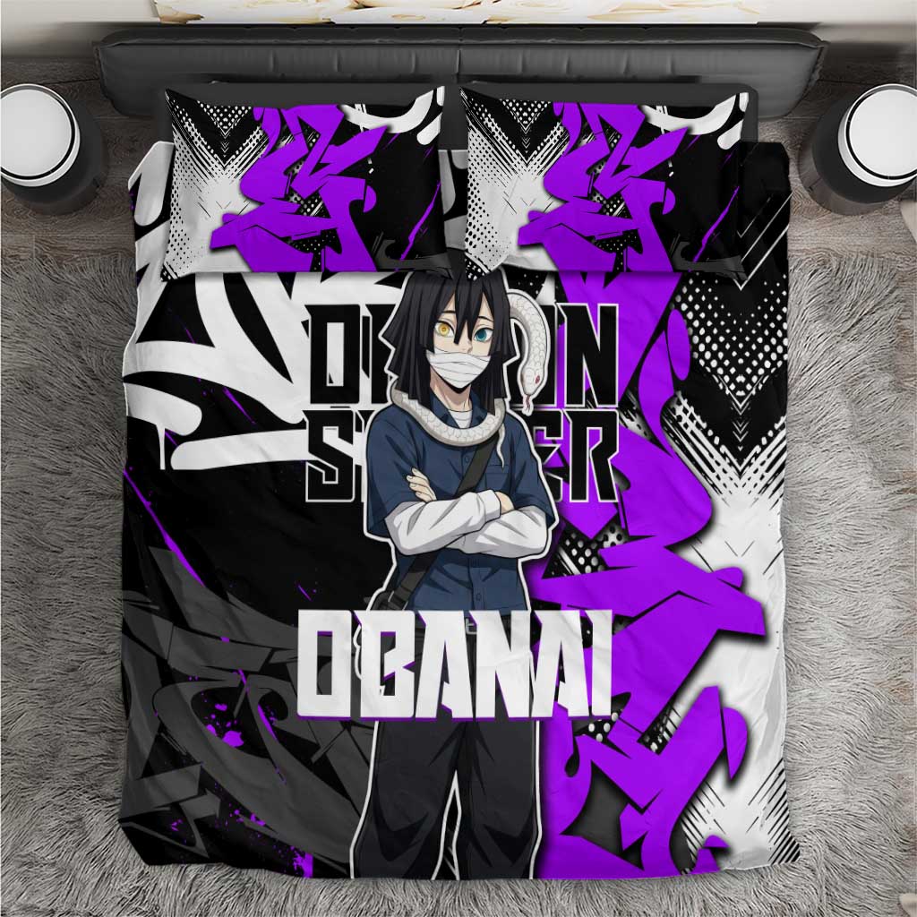 Obanai Iguro Demon Slayer Bedding Set Purple Graffiti Anime Style