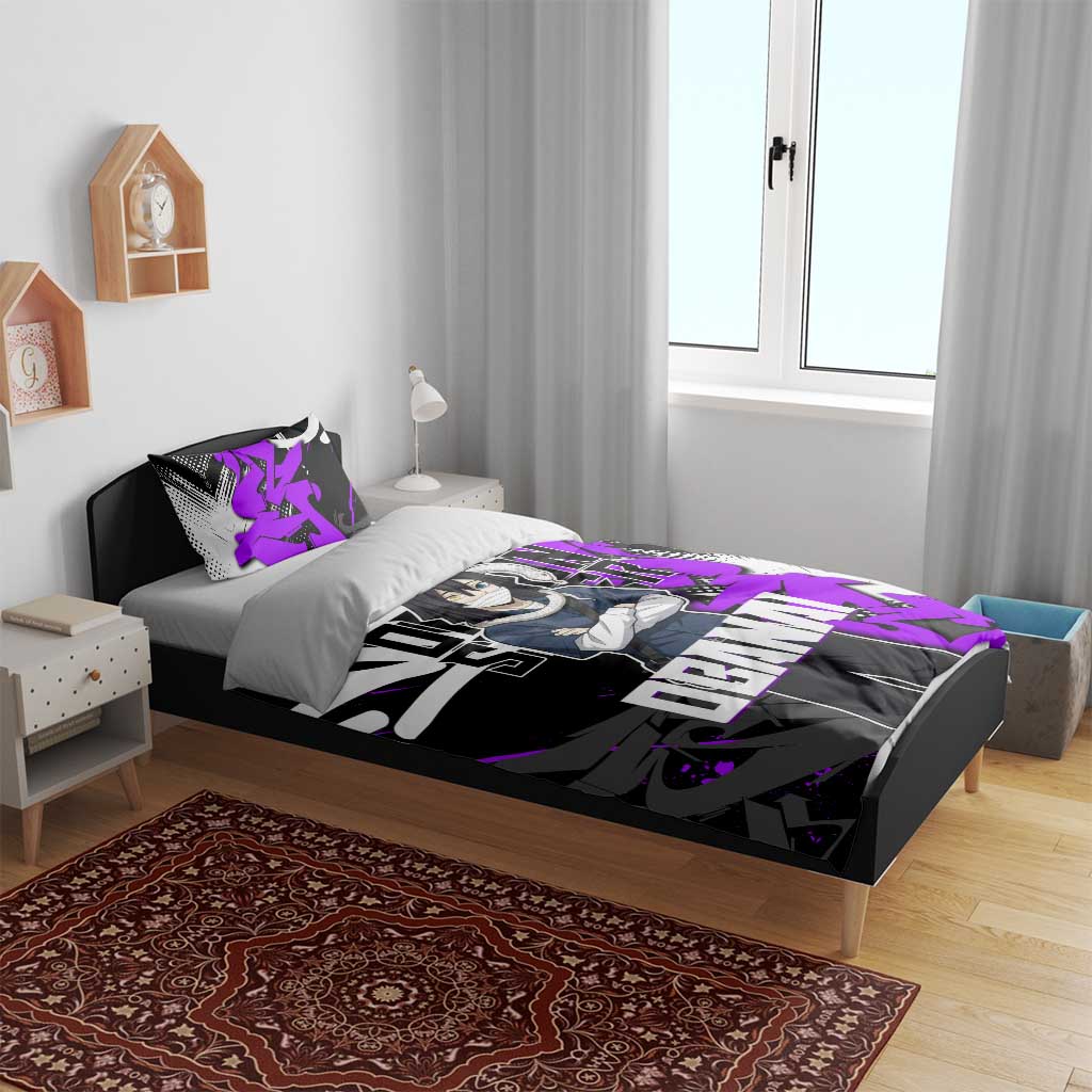 Obanai Iguro Demon Slayer Bedding Set Purple Graffiti Anime Style