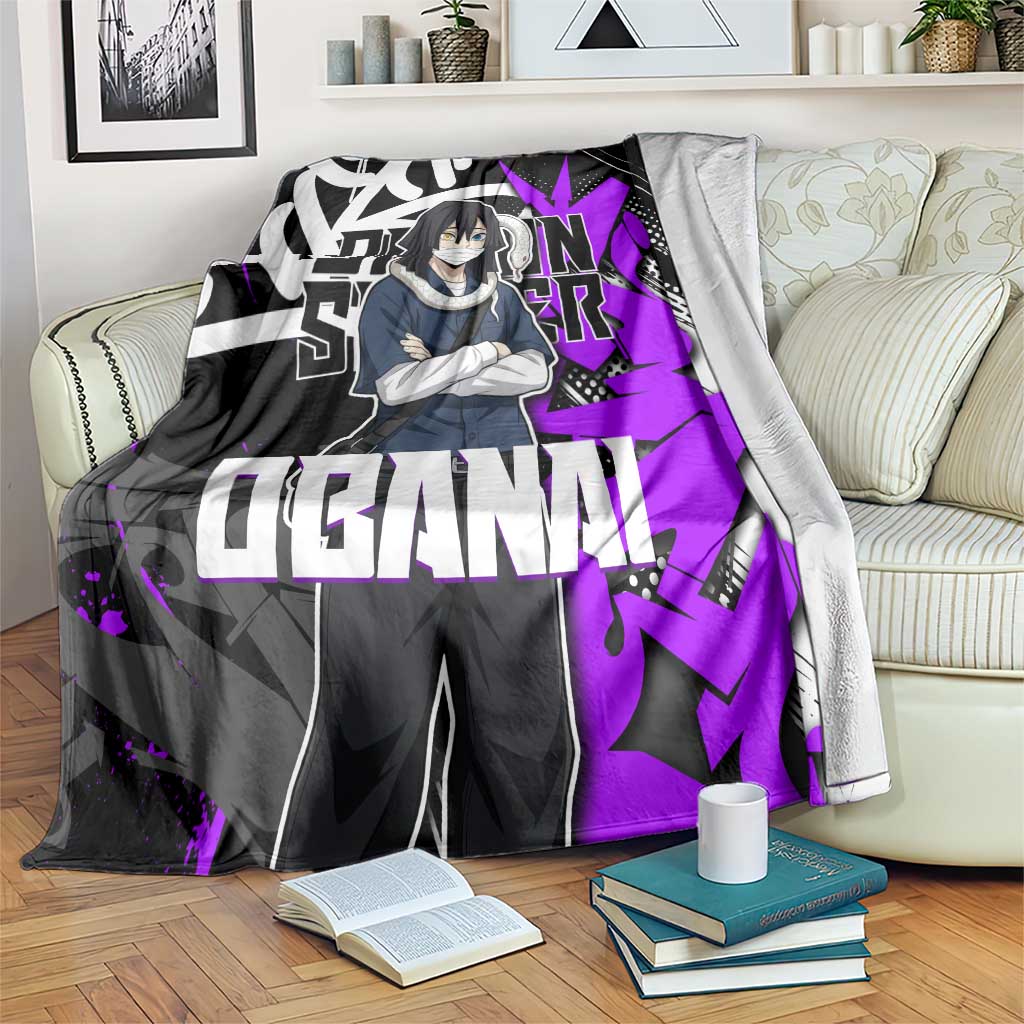 Obanai Iguro Demon Slayer Blanket Purple Graffiti Anime Style