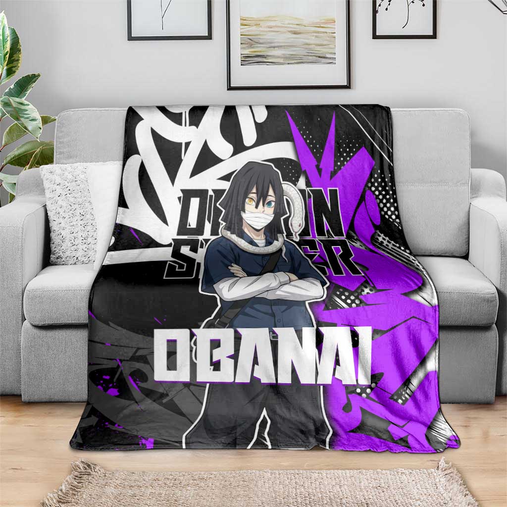 Obanai Iguro Demon Slayer Blanket Purple Graffiti Anime Style