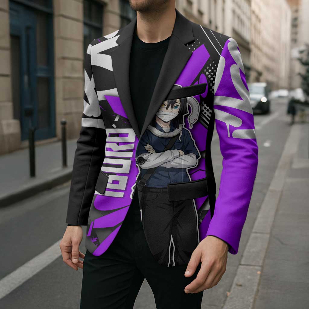 Obanai Iguro Demon Slayer Blazer Purple Graffiti Anime Style