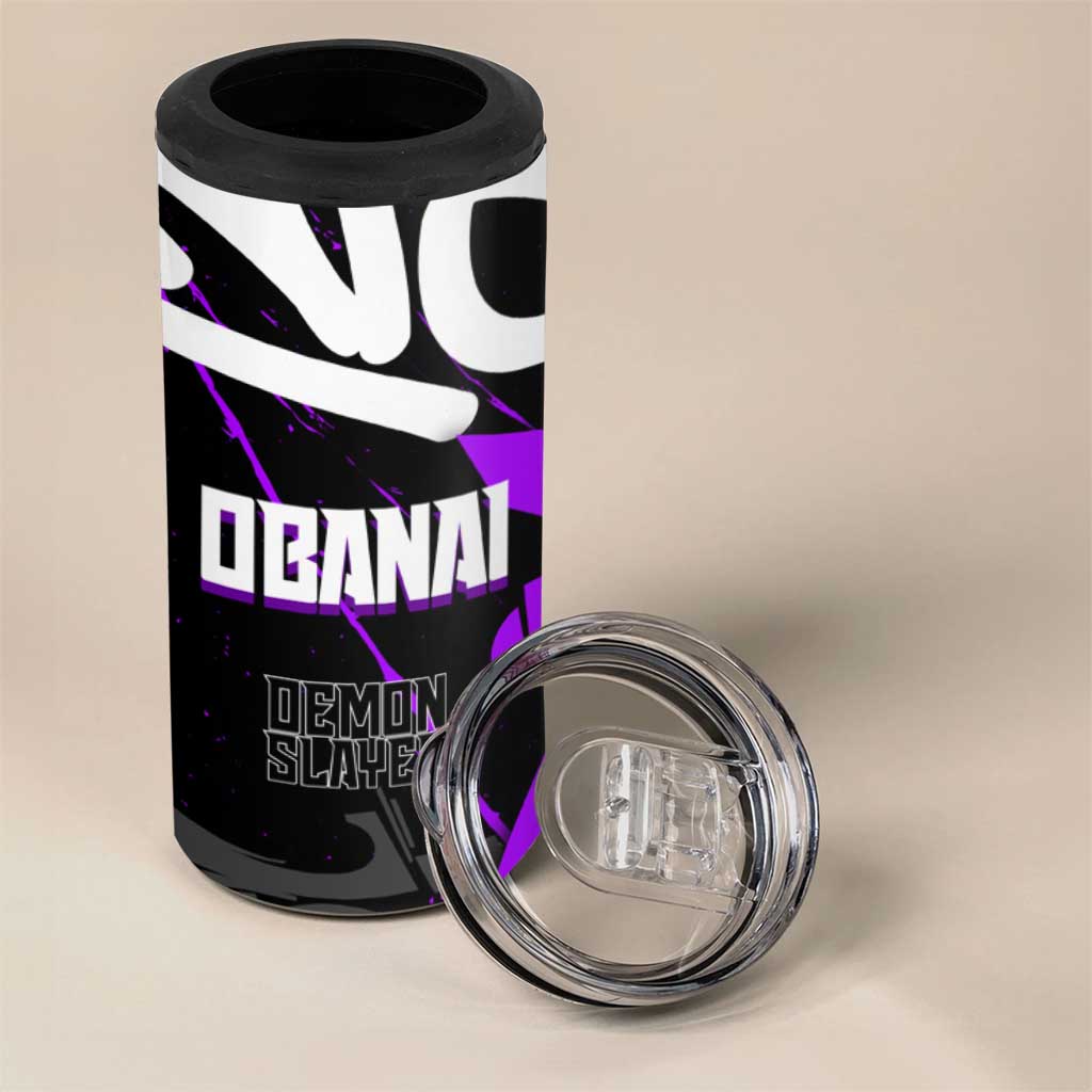Obanai Iguro Demon Slayer 4 in 1 Can Cooler Tumbler Purple Graffiti Anime Style