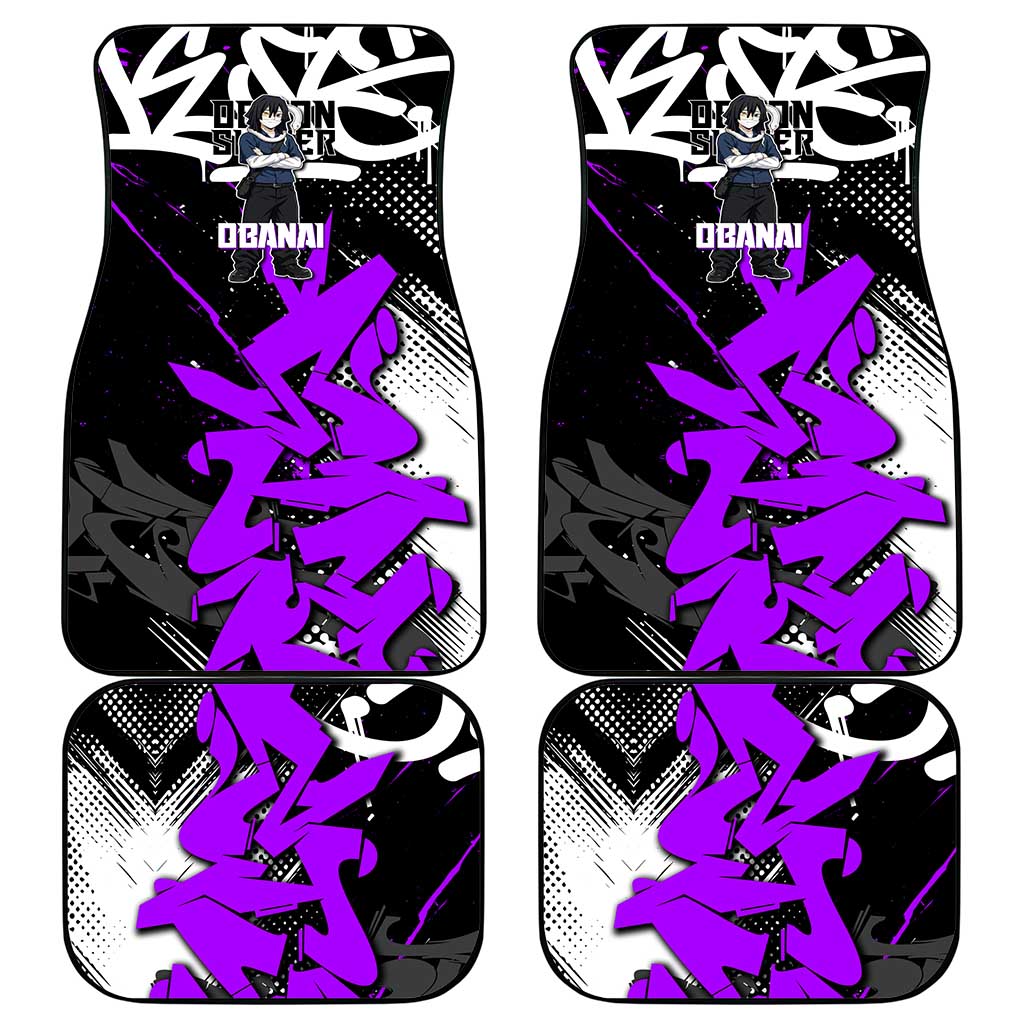 Obanai Iguro Demon Slayer Car Mats Purple Graffiti Anime Style