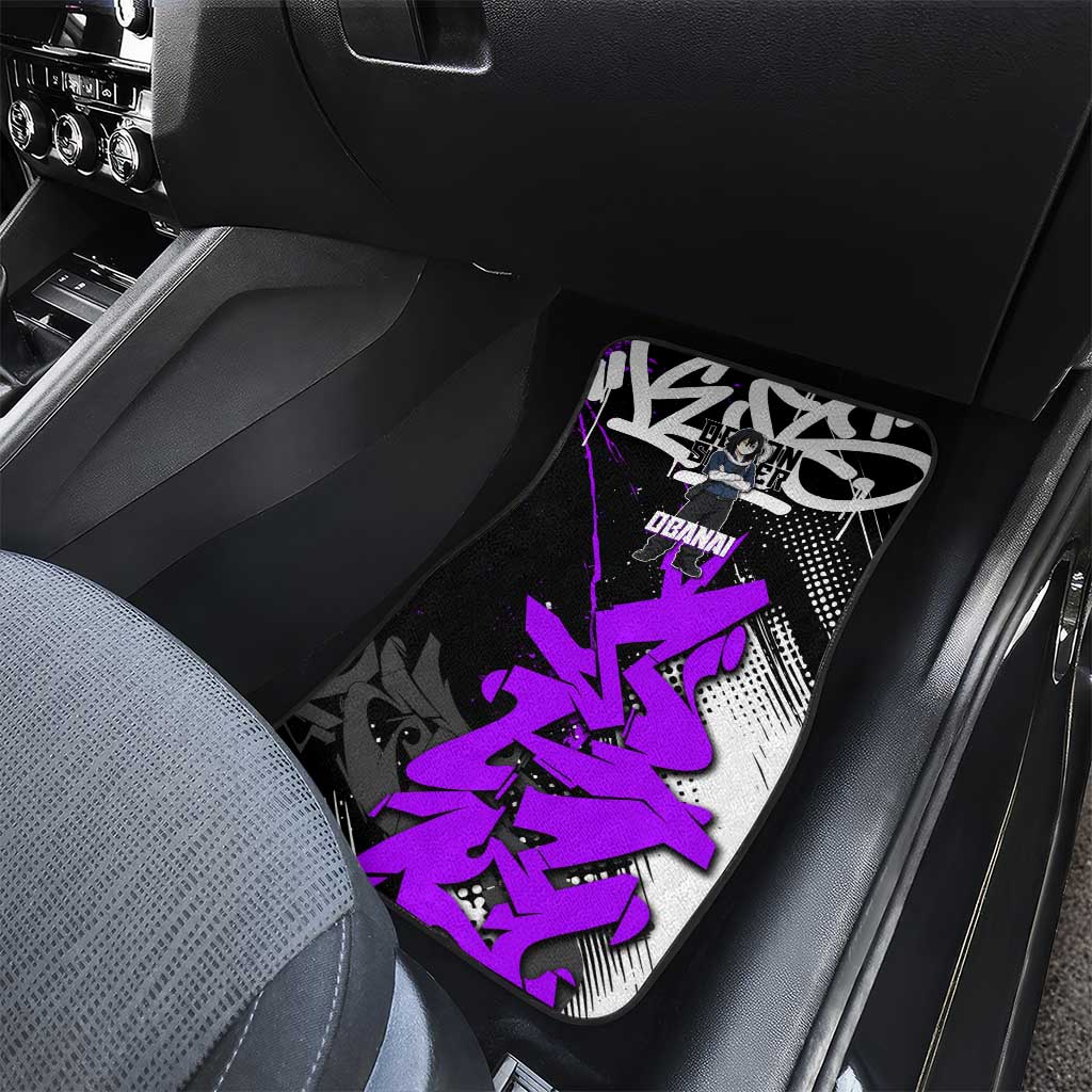 Obanai Iguro Demon Slayer Car Mats Purple Graffiti Anime Style