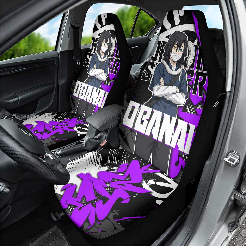 Obanai Iguro Demon Slayer Car Seat Cover Purple Graffiti Anime Style