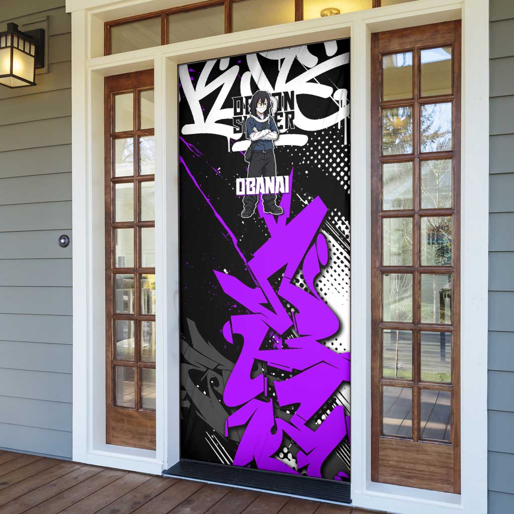 Obanai Iguro Demon Slayer Door Cover Purple Graffiti Anime Style