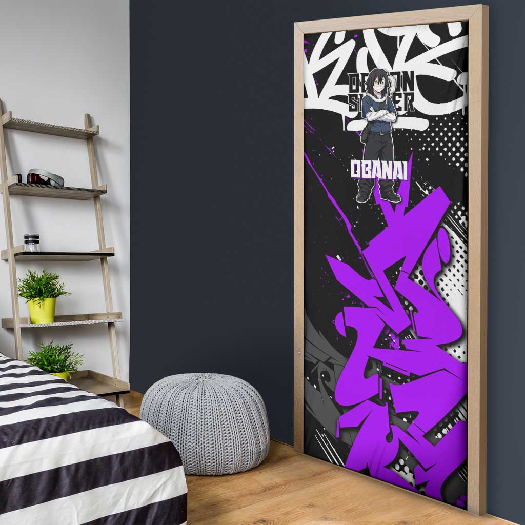 Obanai Iguro Demon Slayer Door Cover Purple Graffiti Anime Style