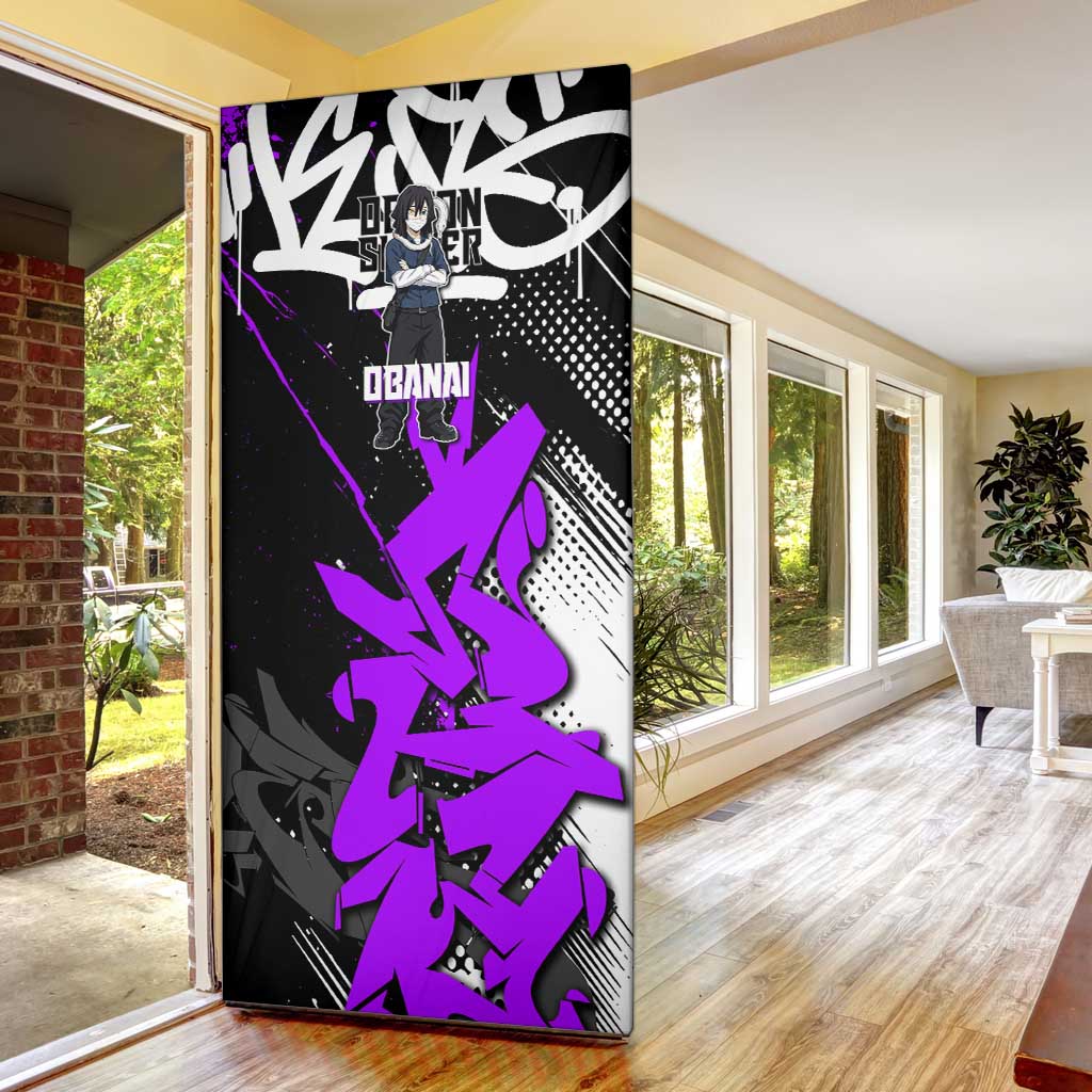 Obanai Iguro Demon Slayer Door Cover Purple Graffiti Anime Style