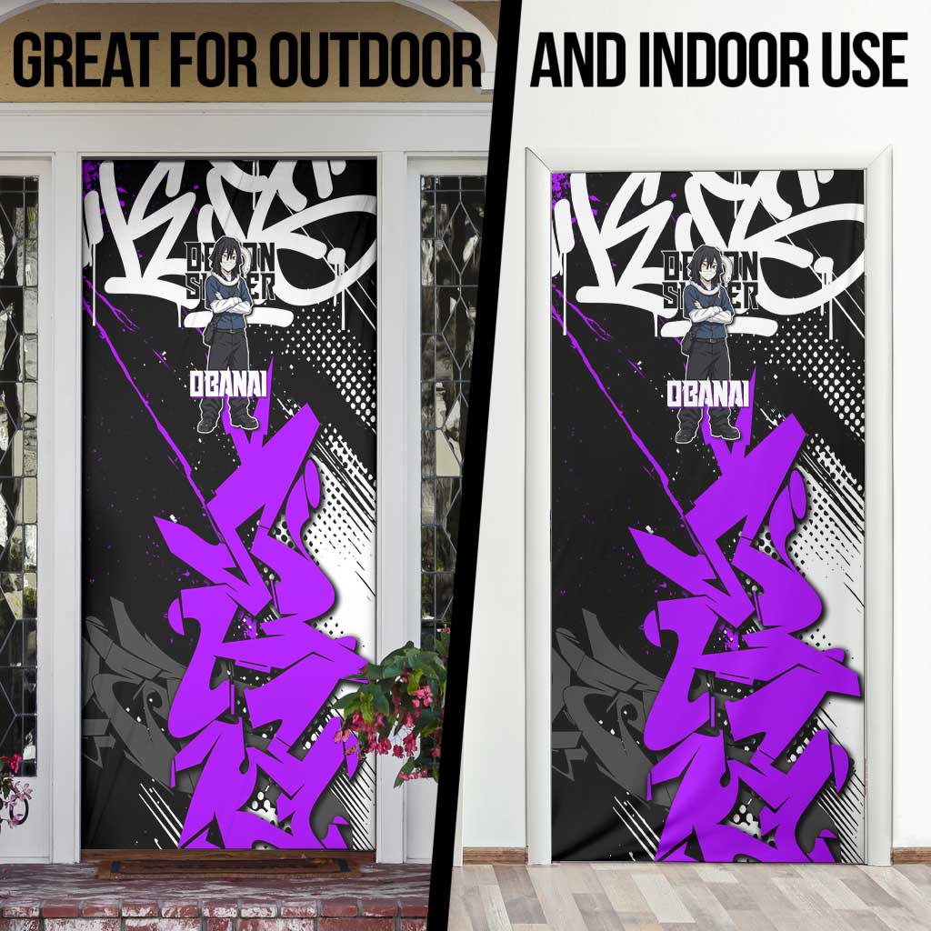 Obanai Iguro Demon Slayer Door Cover Purple Graffiti Anime Style