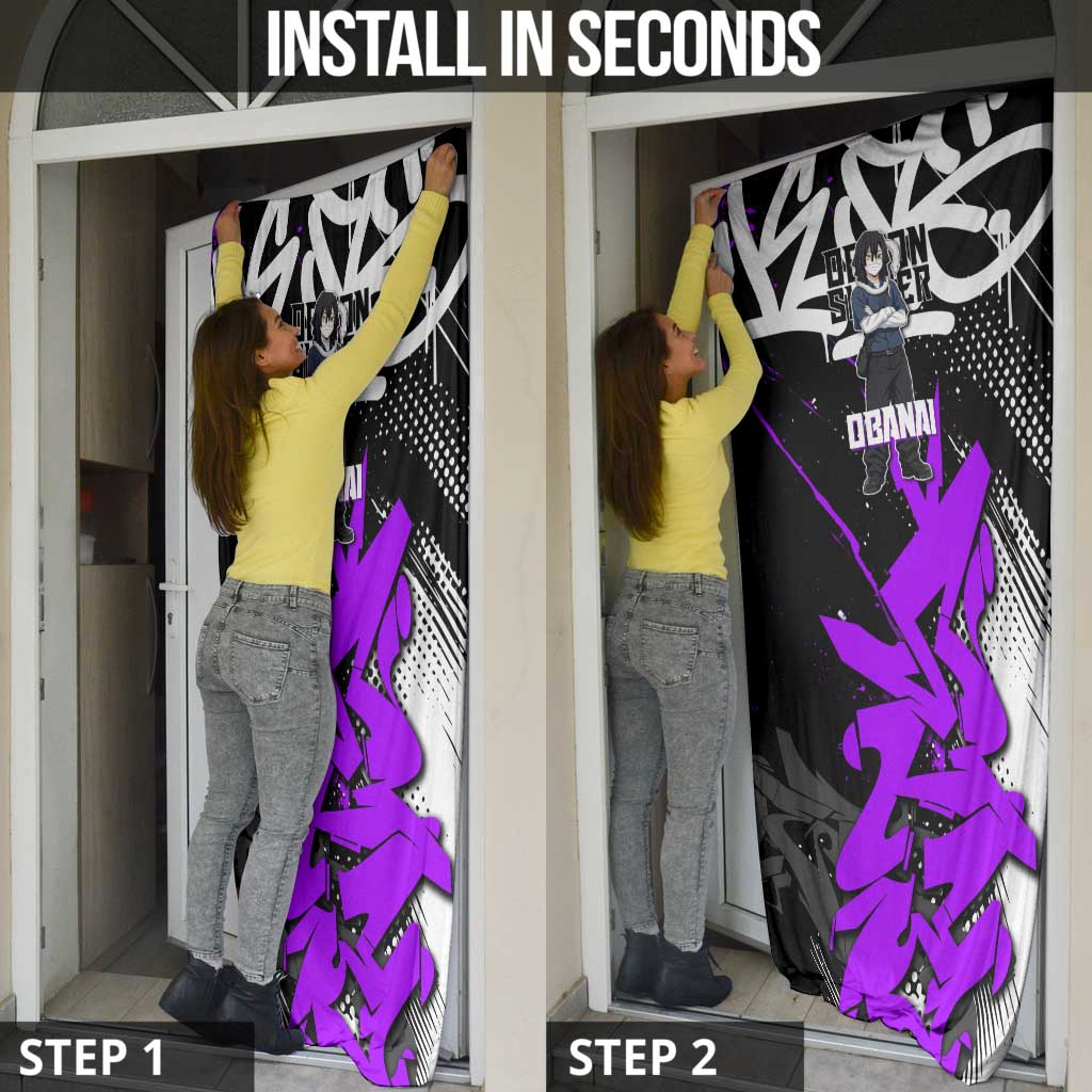 Obanai Iguro Demon Slayer Door Cover Purple Graffiti Anime Style
