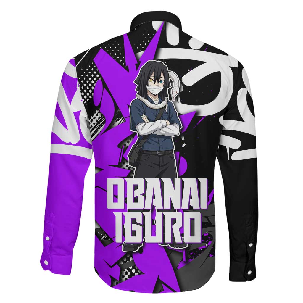 Obanai Iguro Demon Slayer Family Matching Short Sleeve Bodycon Dress and Hawaiian Shirt Purple Graffiti Anime Style