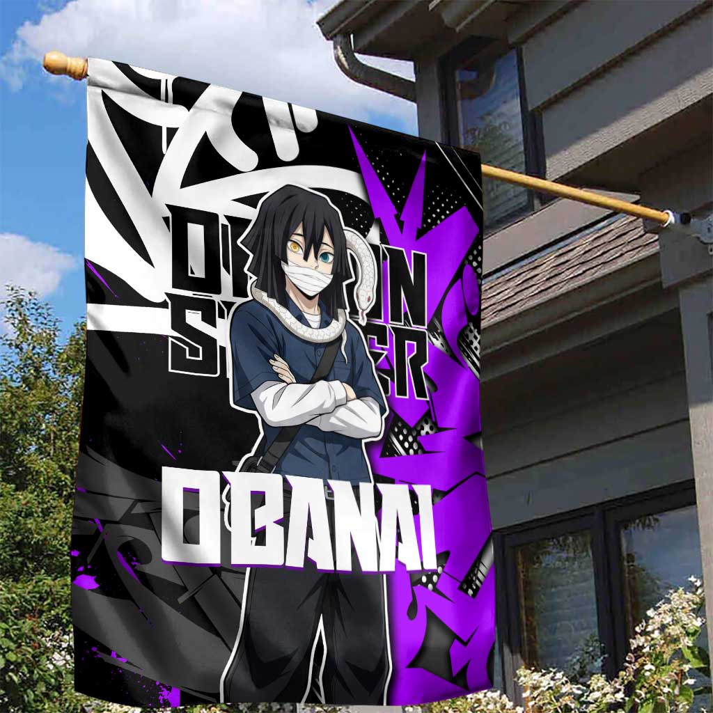 Obanai Iguro Demon Slayer Garden Flag Purple Graffiti Anime Style
