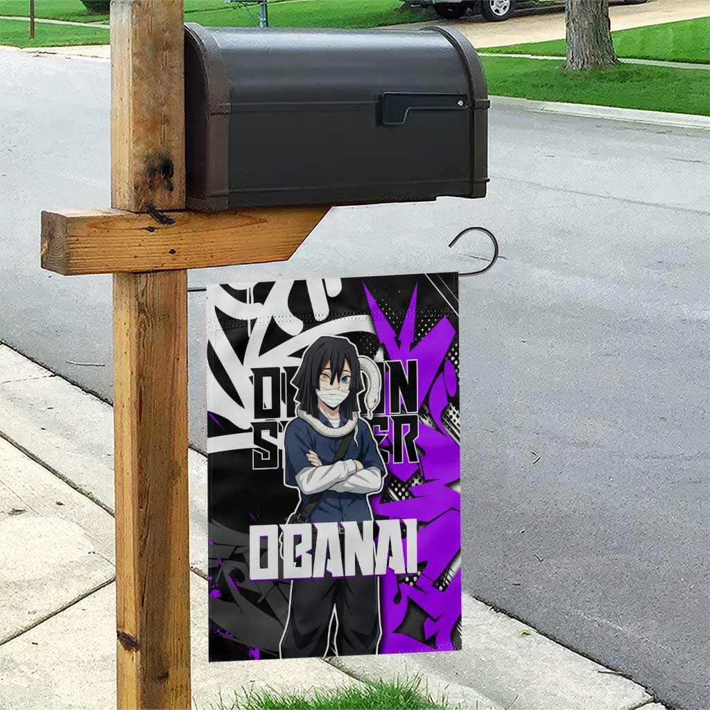 Obanai Iguro Demon Slayer Garden Flag Purple Graffiti Anime Style