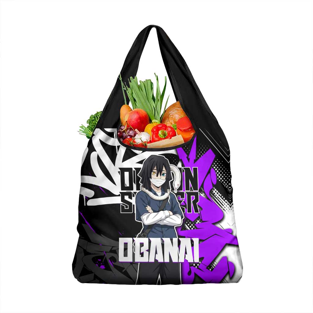 Obanai Iguro Demon Slayer Grocery Bag Purple Graffiti Anime Style