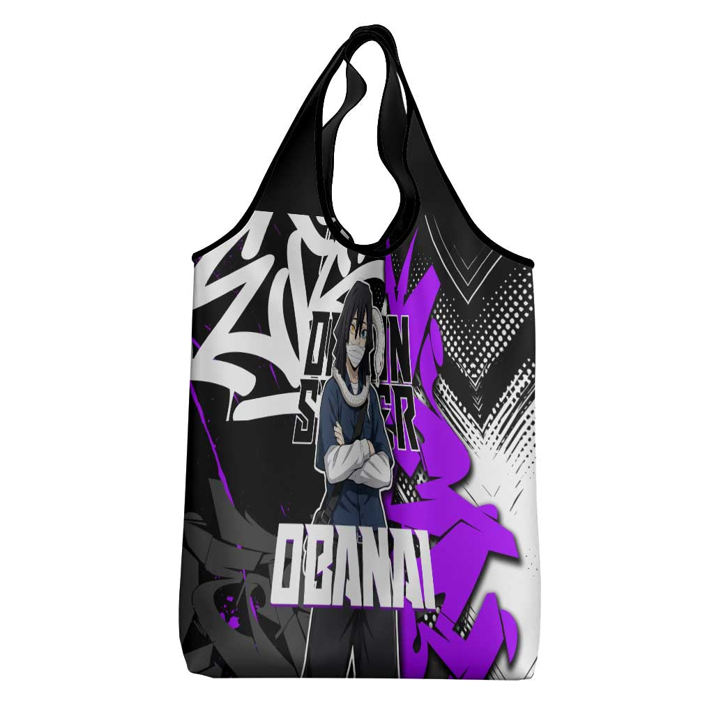 Obanai Iguro Demon Slayer Grocery Bag Purple Graffiti Anime Style