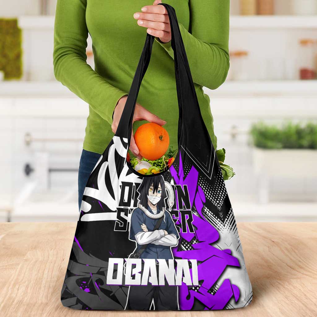 Obanai Iguro Demon Slayer Grocery Bag Purple Graffiti Anime Style