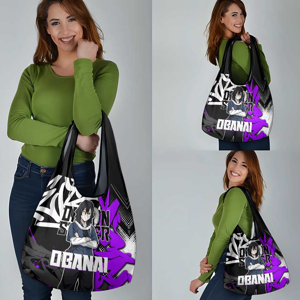 Obanai Iguro Demon Slayer Grocery Bag Purple Graffiti Anime Style