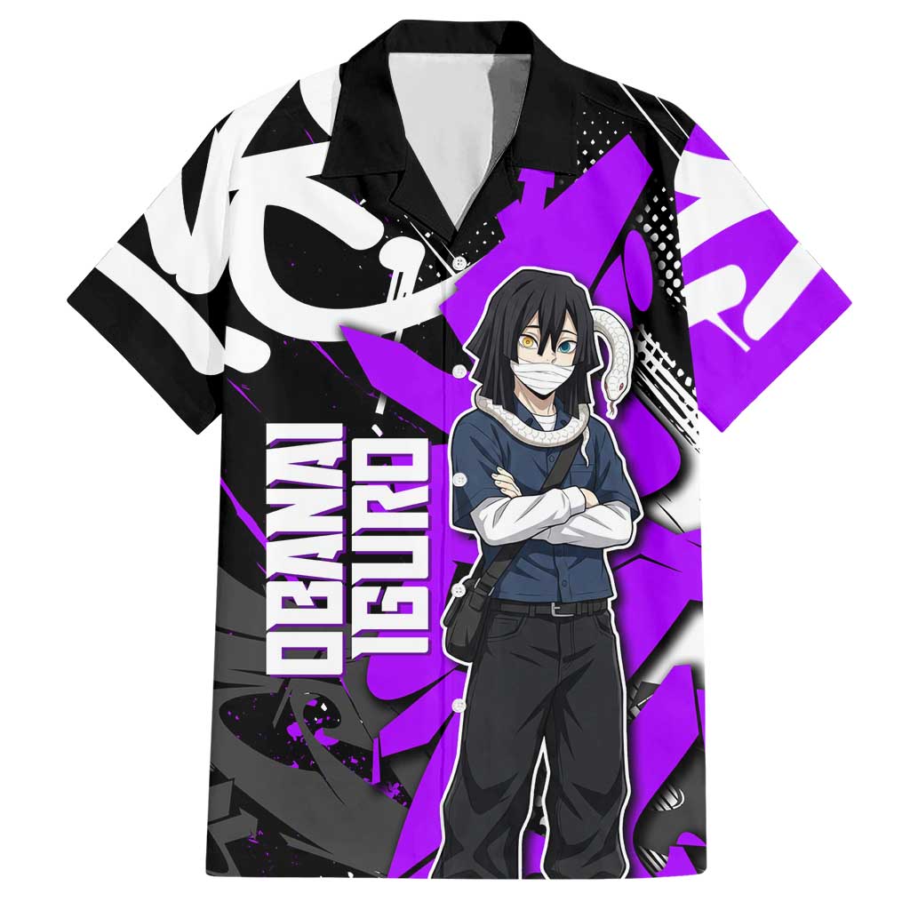 Obanai Iguro Demon Slayer Hawaiian Shirt Purple Graffiti Anime Style