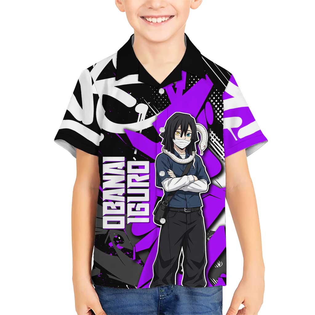 Obanai Iguro Demon Slayer Hawaiian Shirt Purple Graffiti Anime Style