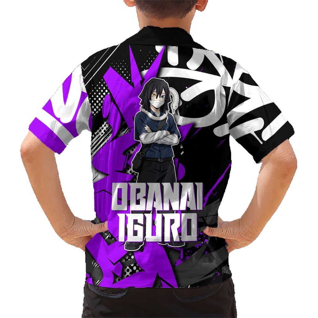 Obanai Iguro Demon Slayer Hawaiian Shirt Purple Graffiti Anime Style