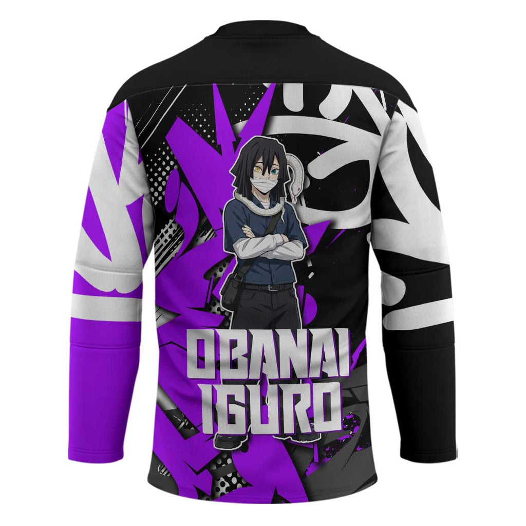 Obanai Iguro Demon Slayer Hockey Jersey Purple Graffiti Anime Style