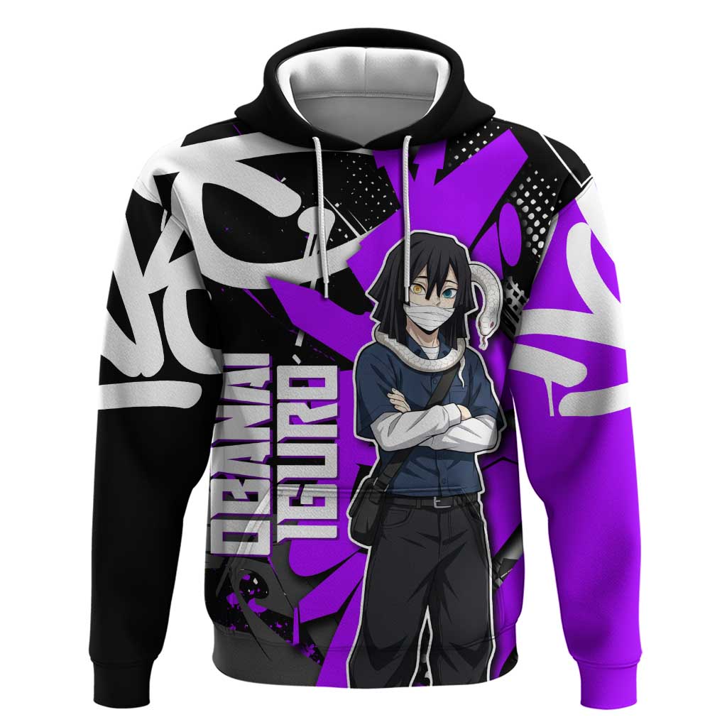 Obanai Iguro Demon Slayer Hoodie Purple Graffiti Anime Style