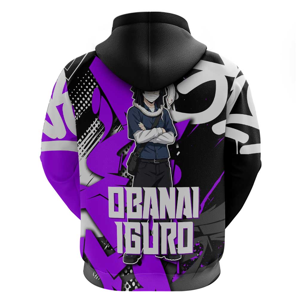 Obanai Iguro Demon Slayer Hoodie Purple Graffiti Anime Style