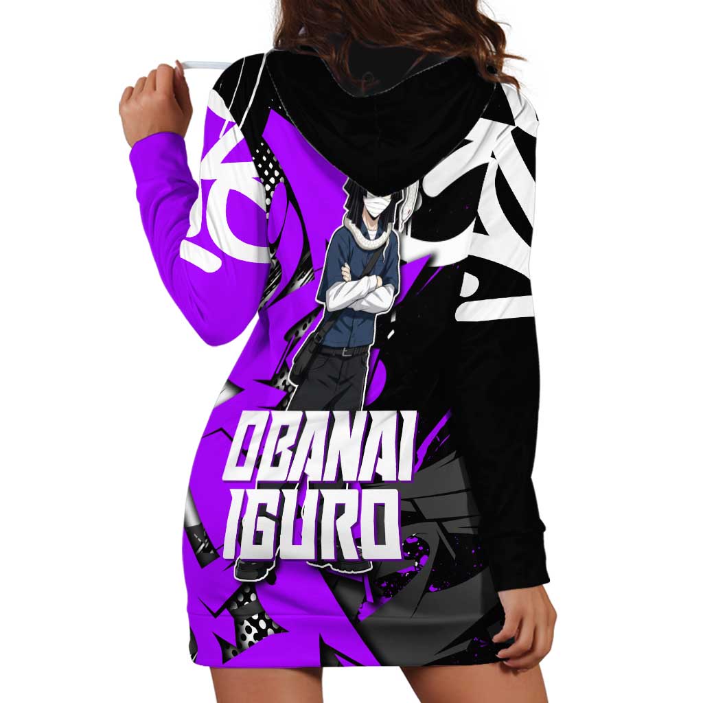 Obanai Iguro Demon Slayer Hoodie Dress Purple Graffiti Anime Style