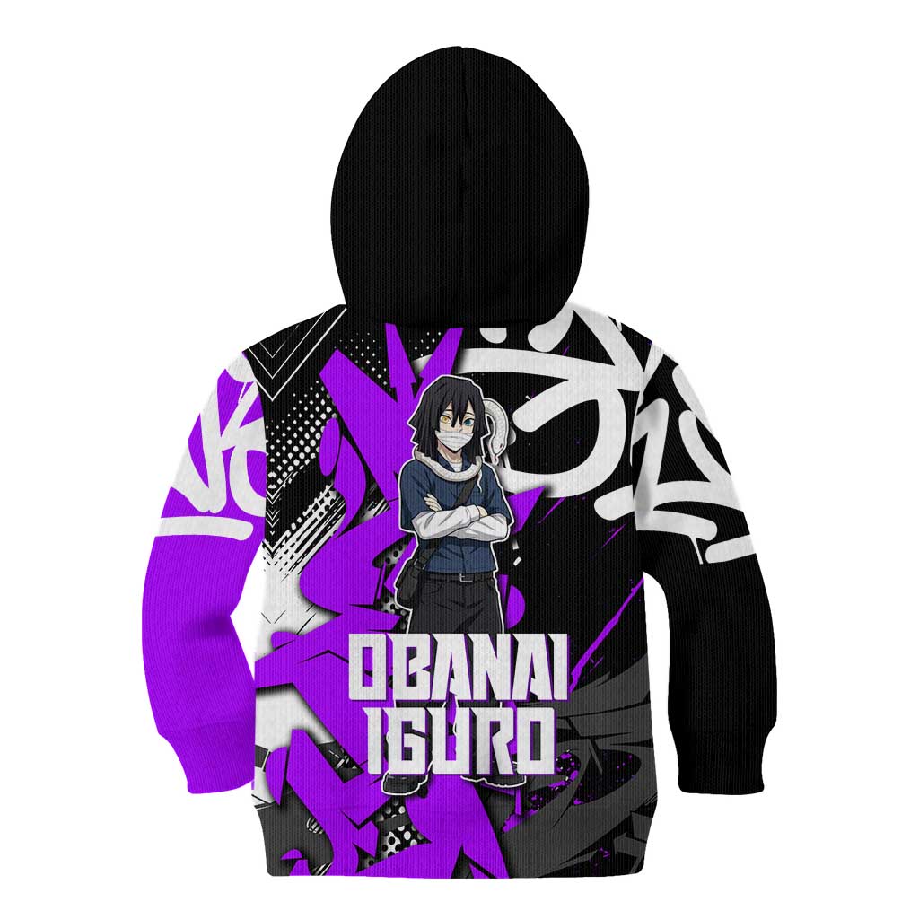 Obanai Iguro Demon Slayer Kid Hoodie Purple Graffiti Anime Style