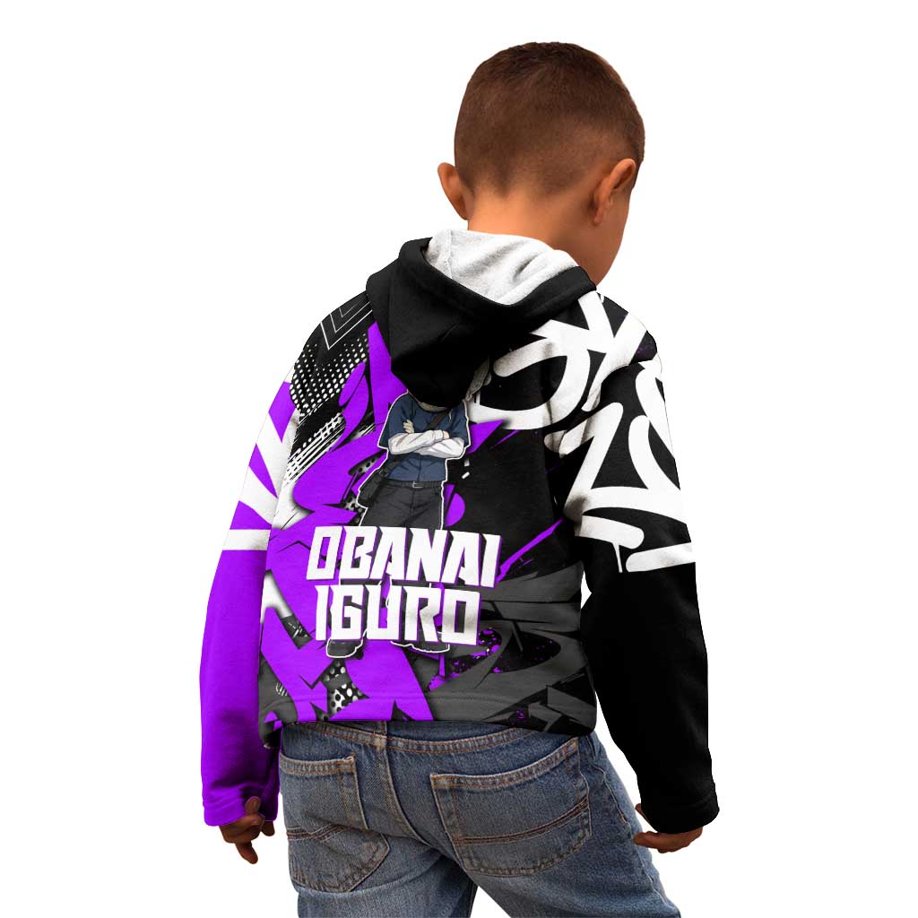 Obanai Iguro Demon Slayer Kid Hoodie Purple Graffiti Anime Style