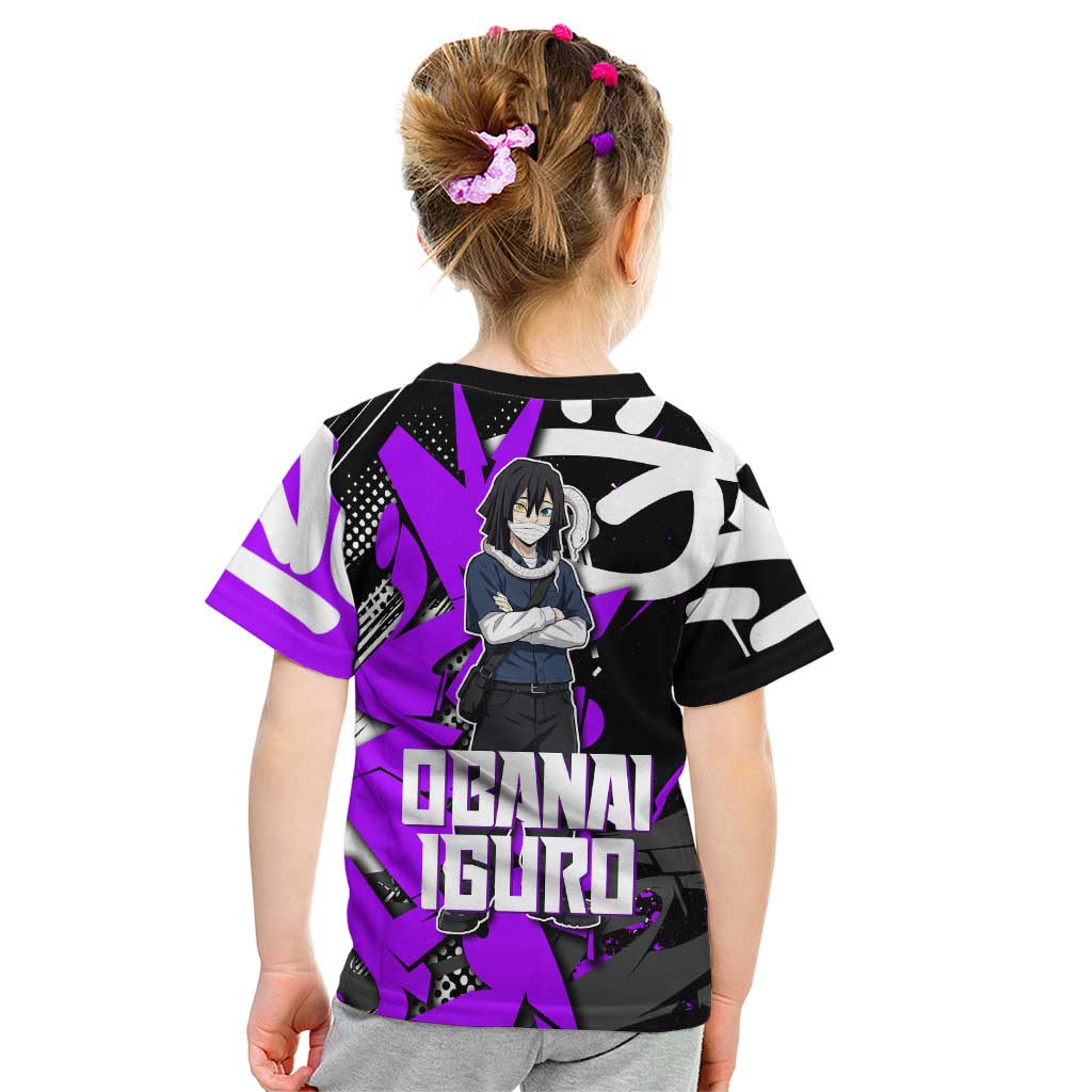 Obanai Iguro Demon Slayer Kid T Shirt Purple Graffiti Anime Style