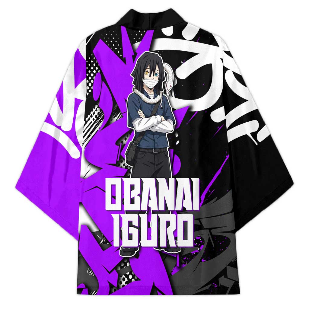 Obanai Iguro Demon Slayer Kimono Purple Graffiti Anime Style