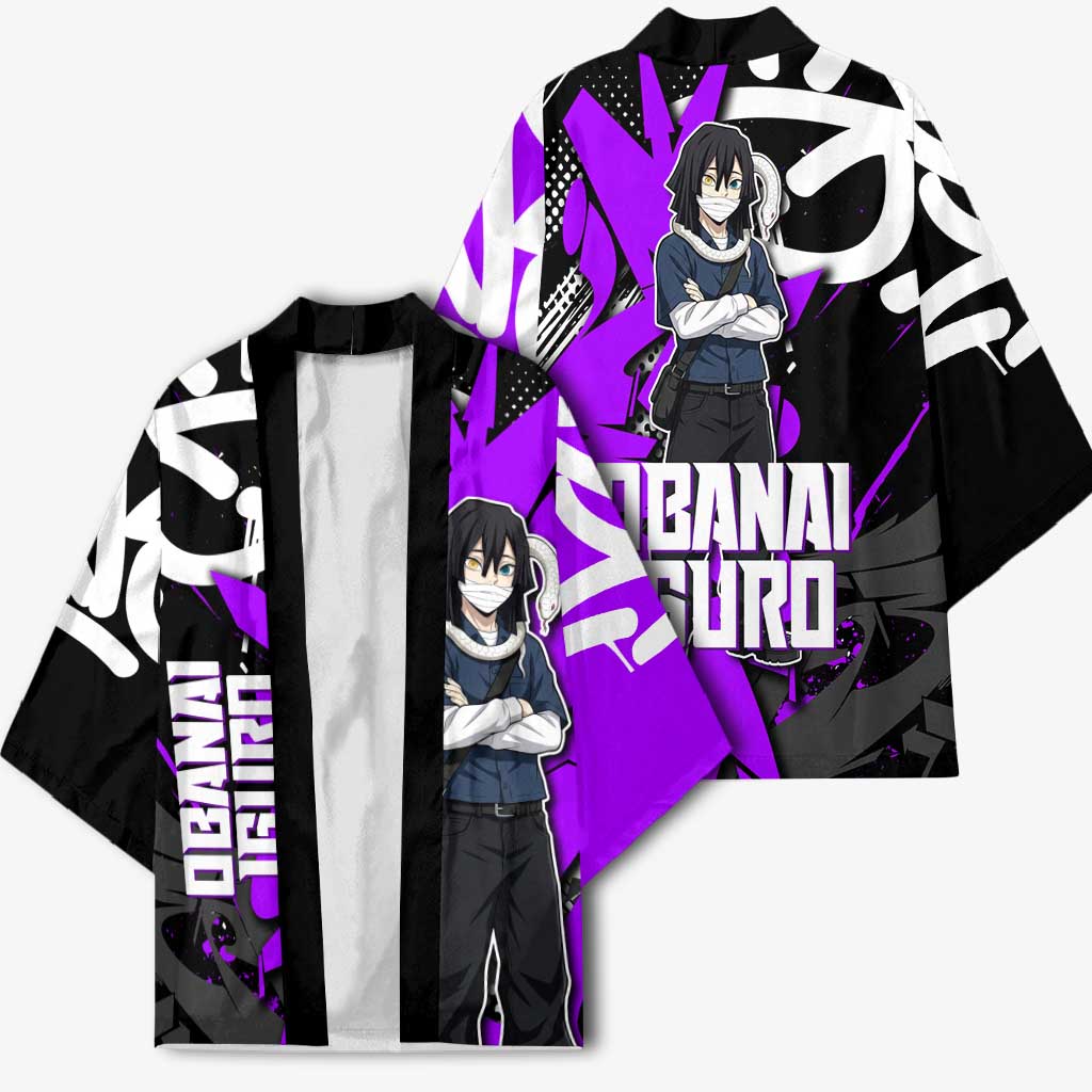 Obanai Iguro Demon Slayer Kimono Purple Graffiti Anime Style