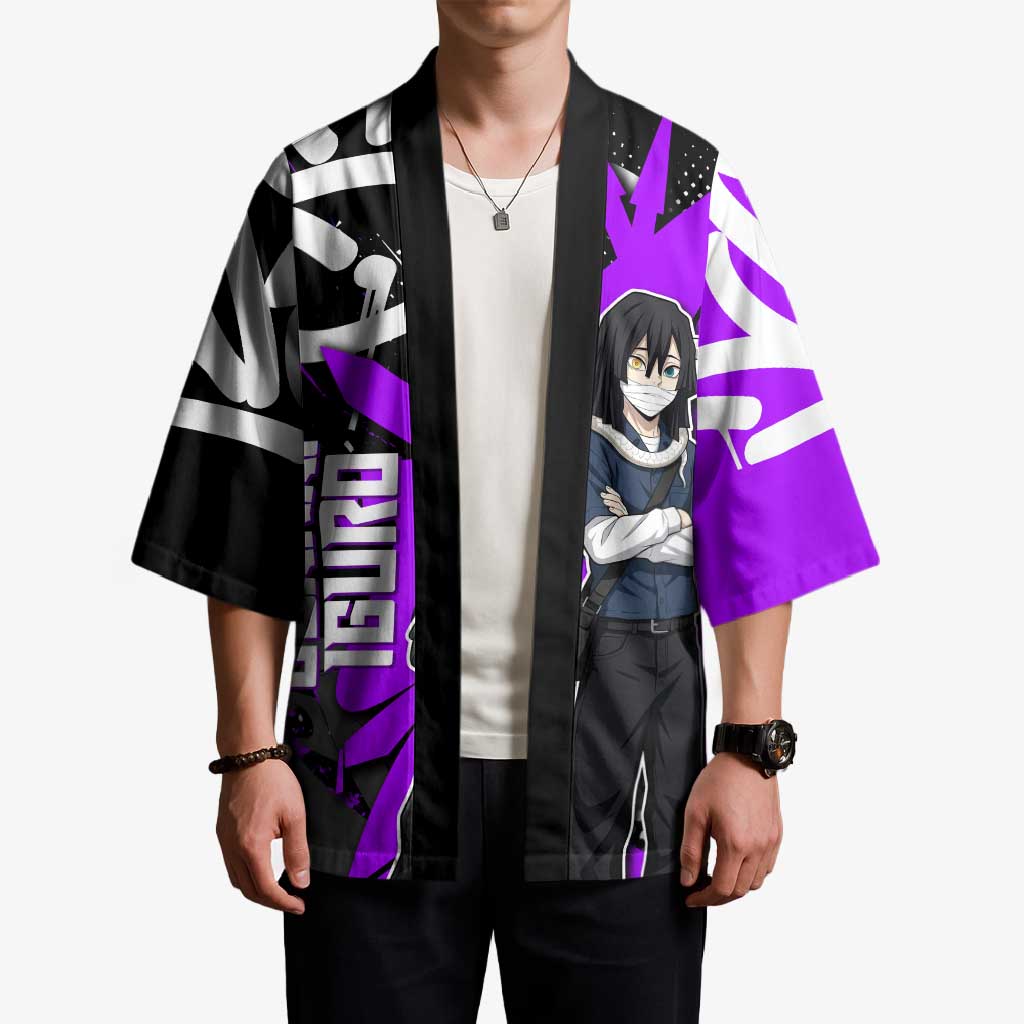 Obanai Iguro Demon Slayer Kimono Purple Graffiti Anime Style