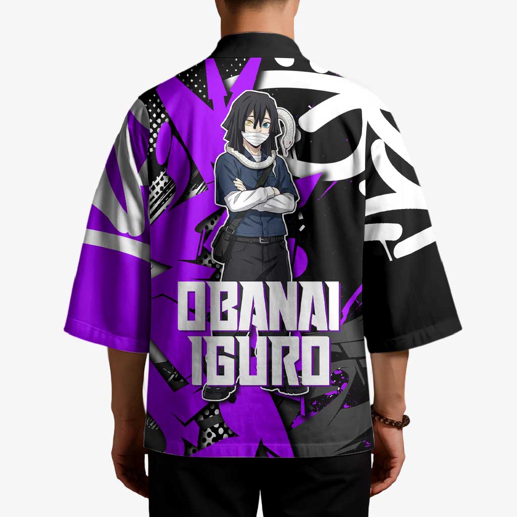 Obanai Iguro Demon Slayer Kimono Purple Graffiti Anime Style