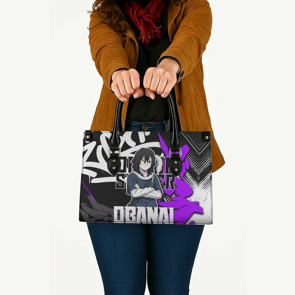 Obanai Iguro Demon Slayer Leather Bag Purple Graffiti Anime Style