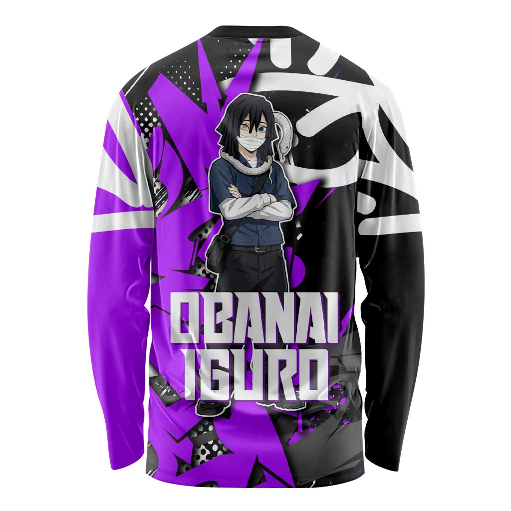 Obanai Iguro Demon Slayer Long Sleeve Shirt Purple Graffiti Anime Style