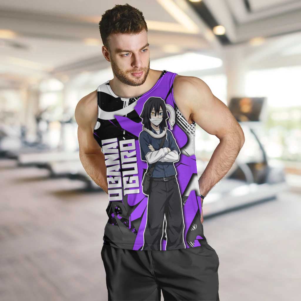 Obanai Iguro Demon Slayer Men Tank Top Purple Graffiti Anime Style
