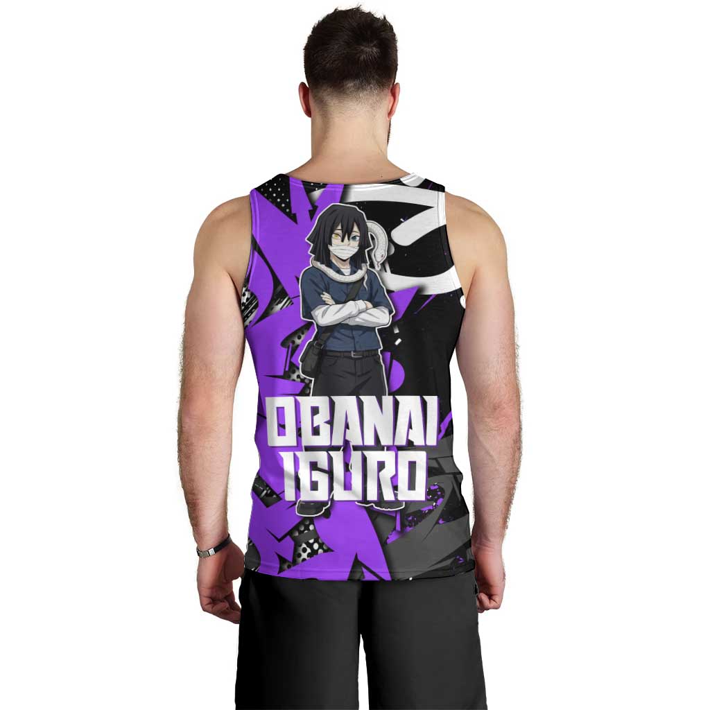 Obanai Iguro Demon Slayer Men Tank Top Purple Graffiti Anime Style