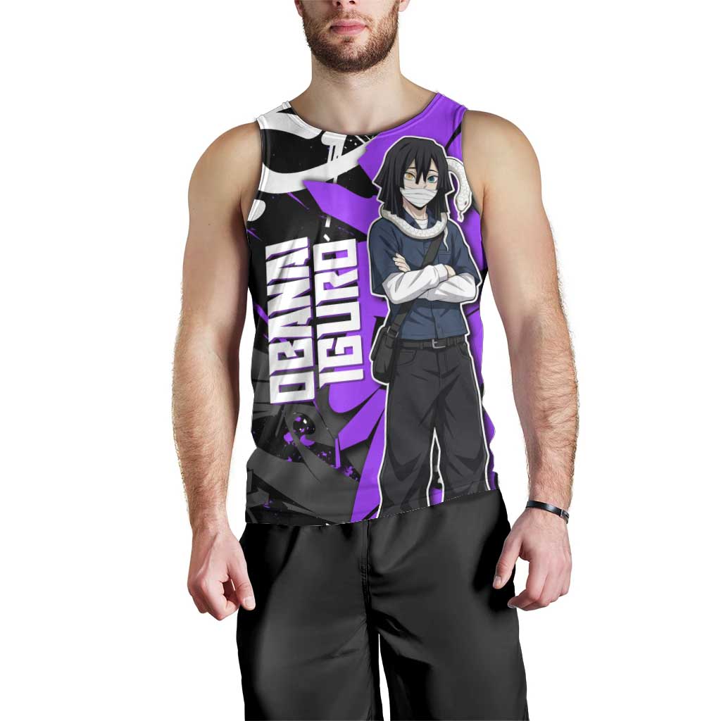 Obanai Iguro Demon Slayer Men Tank Top Purple Graffiti Anime Style