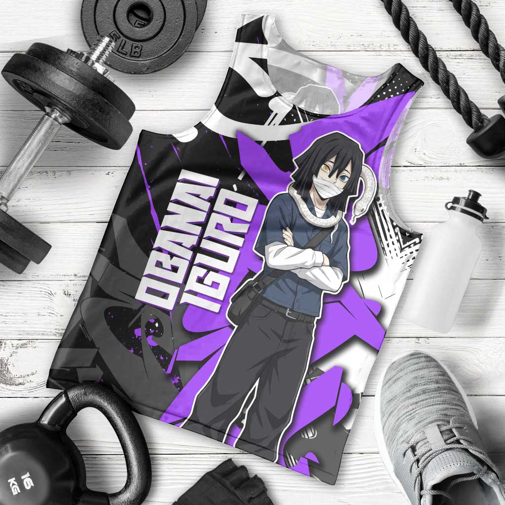 Obanai Iguro Demon Slayer Men Tank Top Purple Graffiti Anime Style