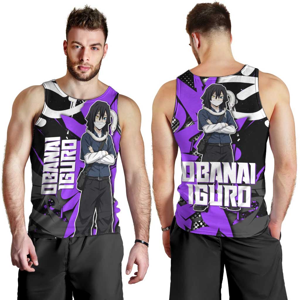 Obanai Iguro Demon Slayer Men Tank Top Purple Graffiti Anime Style