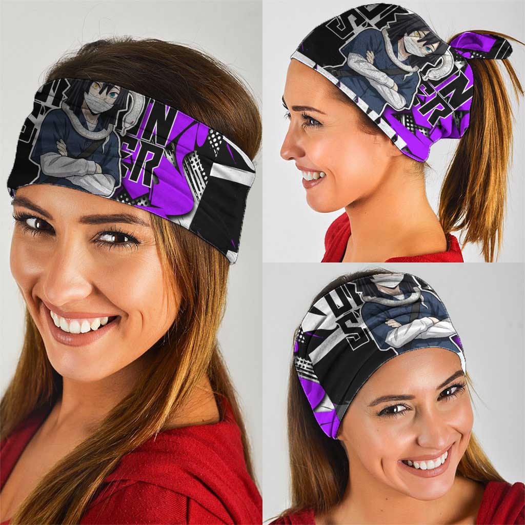 Obanai Iguro Demon Slayer Neck Gaiter Purple Graffiti Anime Style