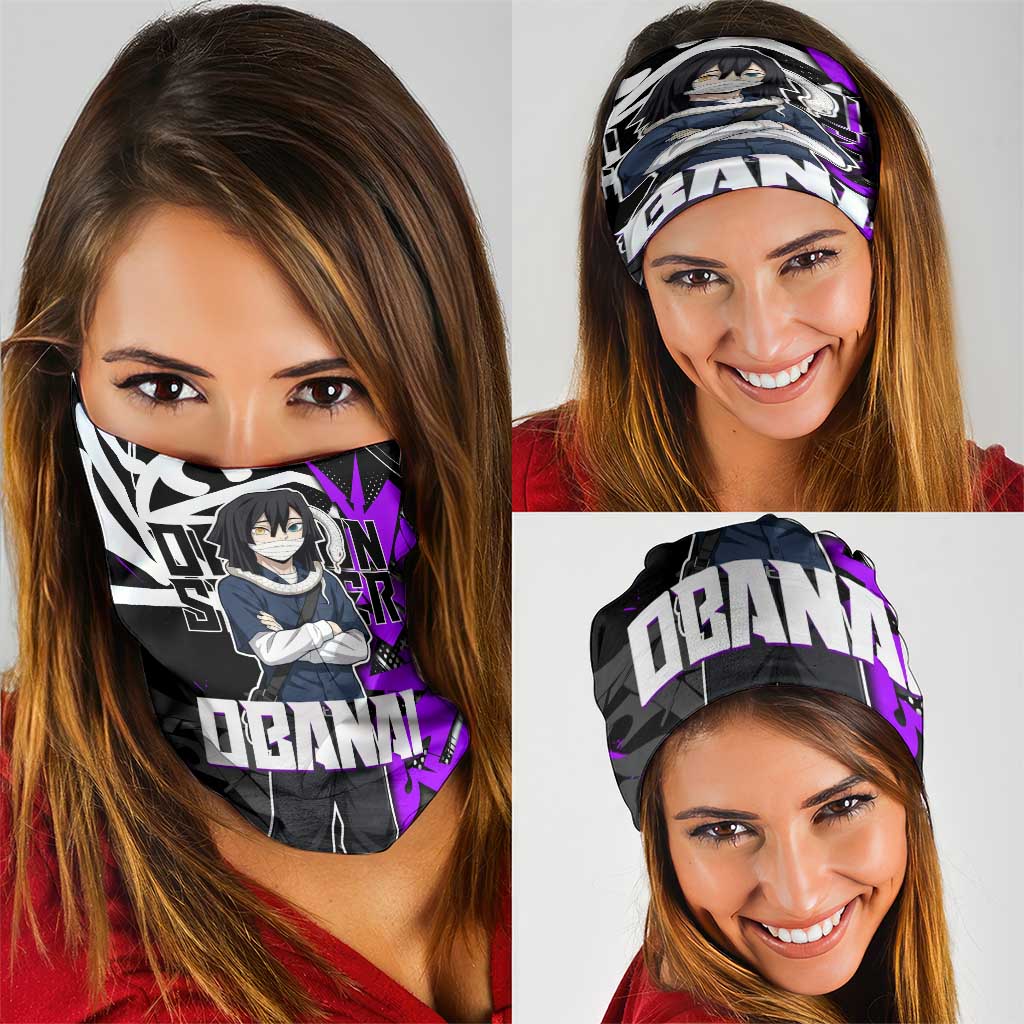 Obanai Iguro Demon Slayer Neck Gaiter Purple Graffiti Anime Style