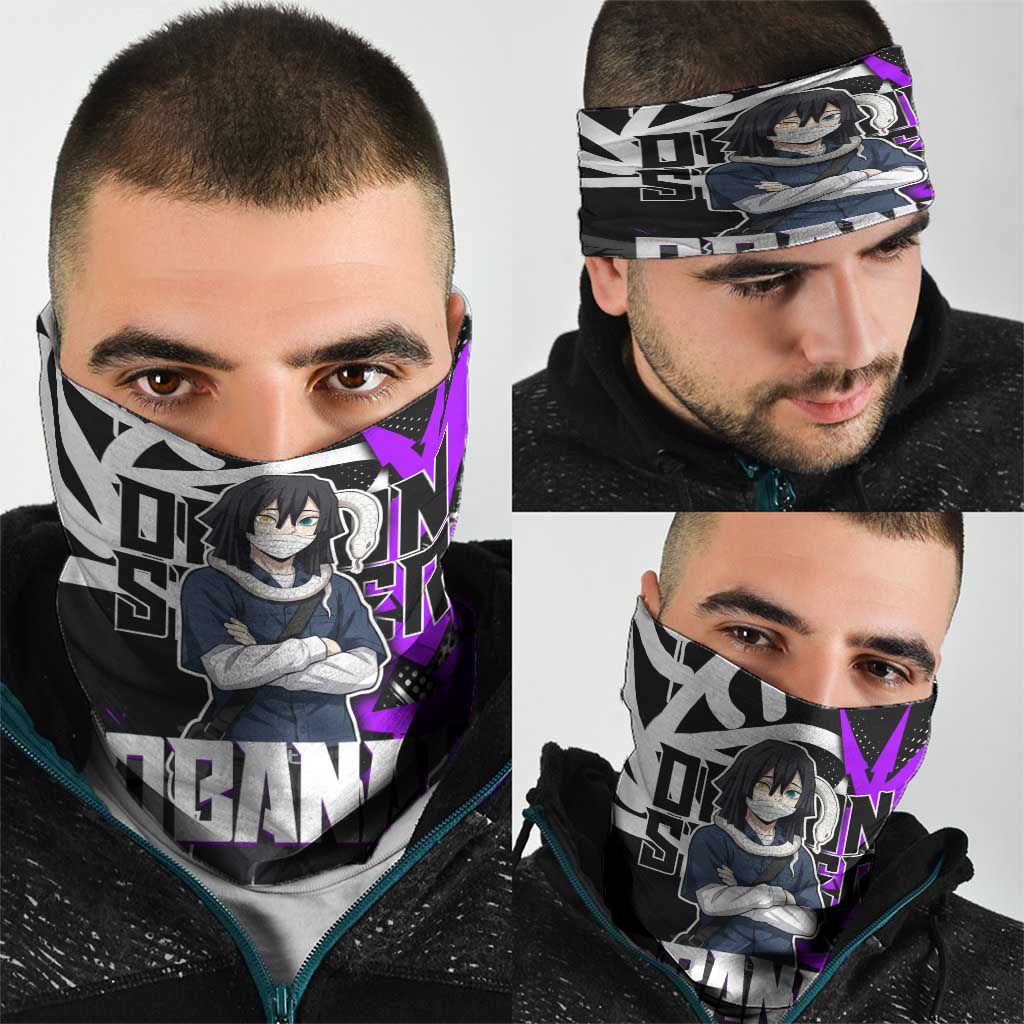 Obanai Iguro Demon Slayer Neck Gaiter Purple Graffiti Anime Style