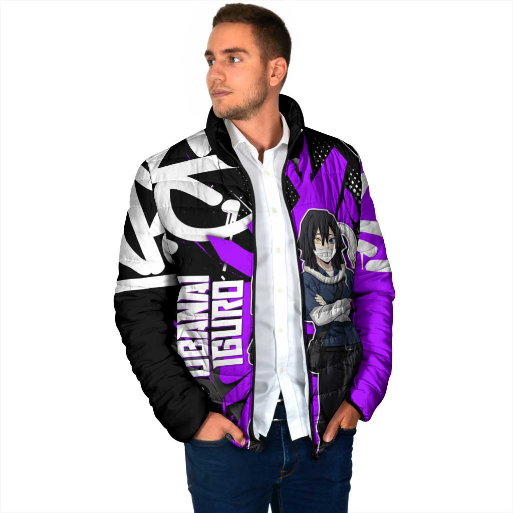 Obanai Iguro Demon Slayer Padded Jacket Purple Graffiti Anime Style