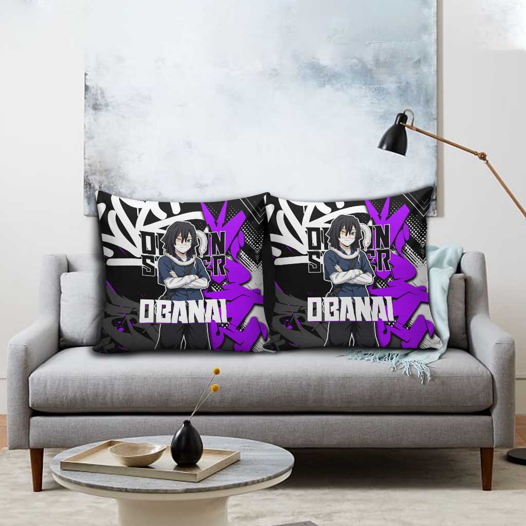 Obanai Iguro Demon Slayer Pillow Cover Purple Graffiti Anime Style
