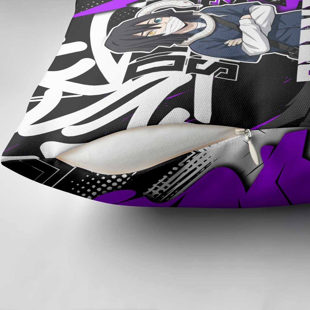 Obanai Iguro Demon Slayer Pillow Cover Purple Graffiti Anime Style